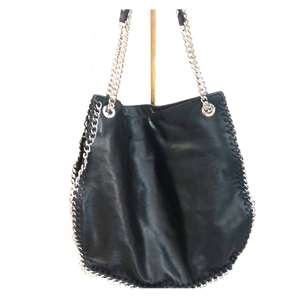 MICHAEL Michael Kors Handbags - Michael Kors Black leather silver chain and back